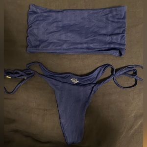 Monday Swimwear ribbed Swimsuit set - Navy